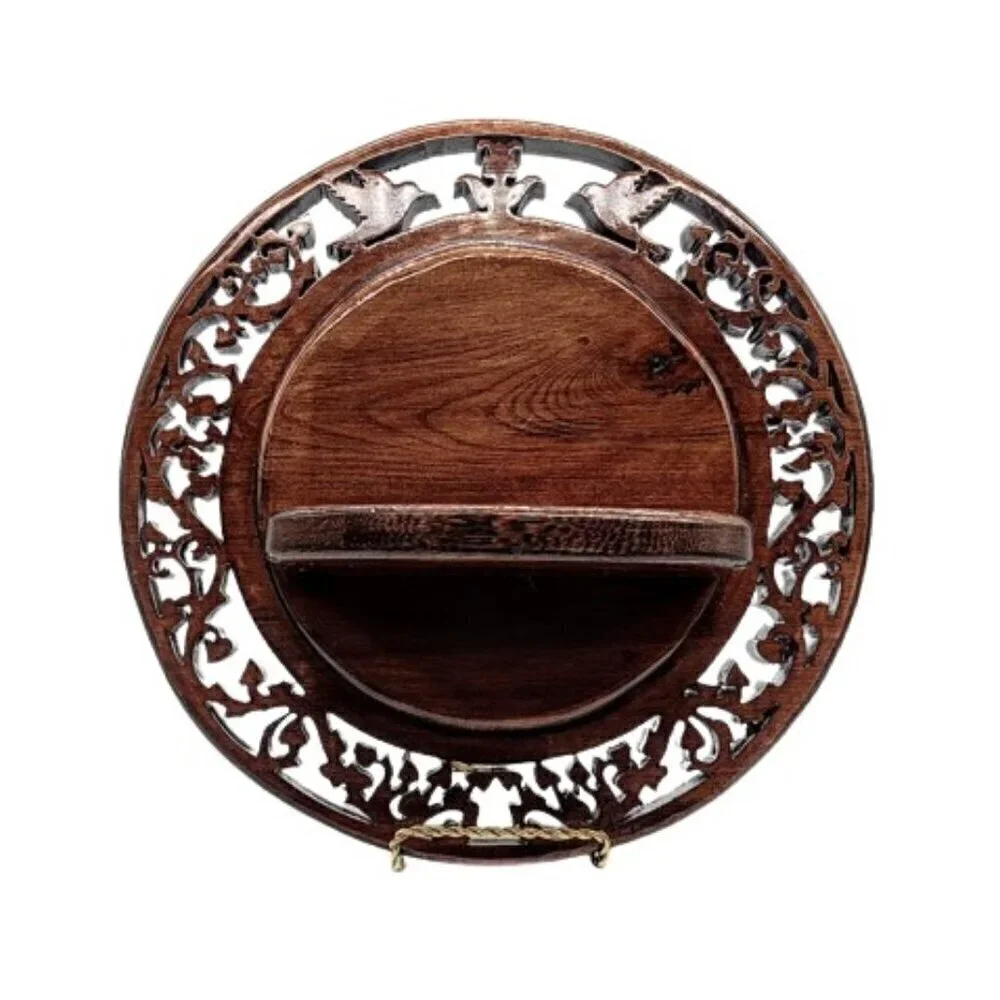Vintage Carved Birds Solid Wood Wall Shelf